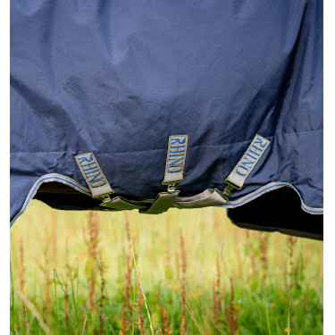 Manta Horseware Rhino Plus Vari-Layer 250g Negro / gris titanio / azul clásico