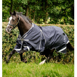 Manta para caballo Horseware Rambo® Optimo Turnout 0g 1000D Marino / tormenta / gris plateado Azul marino