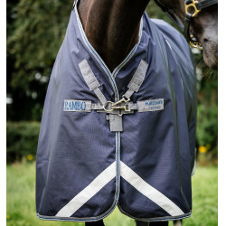 Manta para caballo Horseware Rambo® Optimo Turnout 0g 1000D Marino / tormenta / gris plateado Azul marino