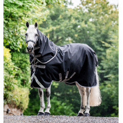 Manta para caballo Horseware Amigo® Bravo 12 Plus 250g 1200D Negro / gris titanio / plata