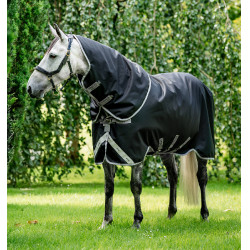 Manta para caballo Horseware Amigo® Bravo 12 Plus 250g 1200D Negro / gris titanio / plata