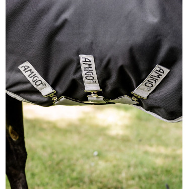 Manta para caballo Horseware High Neck Amigo® Bravo 12 Original 250g 1200D Negro / gris titanio / plata