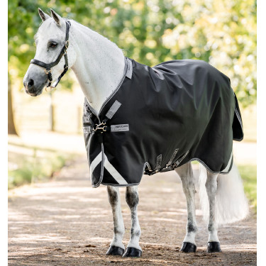 Manta Horseware Rambo 1680D Turnout 100g Negro / tormenta / gris plateado