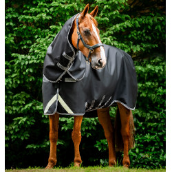 Manta Horseware Rambo 1680D Turnout Plus 100g Negro / tormenta / gris plateado