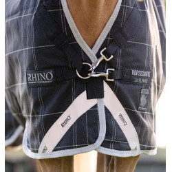 Cobertura Horseware Rhino Wug Poney Turnout 0g Negro / cuadros blanco gris
