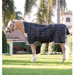 Cobertura Horseware Rhino Wug Poney Turnout 0g Negro / cuadros blanco gris