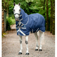 Manta Horseware Rhino Plus Poney Turnout 0g Negro / gris titanio / azul clásico