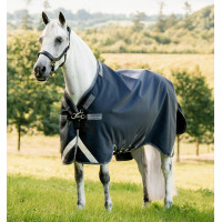 Manta Horseware Rambo 1680D Turnout 0g Marino / tormenta / gris plateado