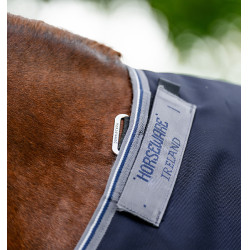 Manta Horseware Rambo 1680D Turnout 0g Marino / tormenta / gris plateado Azul marino