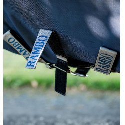 Manta Horseware Rambo 1680D Turnout 0g Marino / tormenta / gris plateado Azul marino