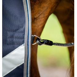 Manta Horseware Rambo 1680D Turnout 0g Marino / tormenta / gris plateado Azul marino