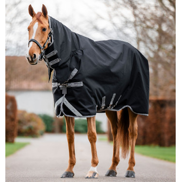 Manta Horseware Amigo 1200D Integrated Turnout 50g Negro / gris titanio / plata