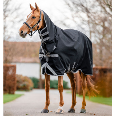 Manta Horseware Amigo 1200D Integrated Turnout 0g Negro / gris titanio / plata