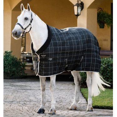 Manta de cuadra Horseware Rhino 100g Negro / cuadros blanco gris