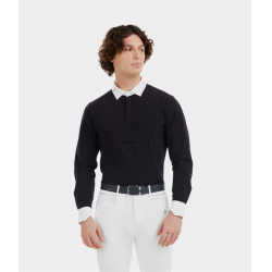 Camisa de concurso Aerolight de manga larga Horse Pilot para hombre Noche oscura Negro