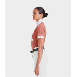 Camisa de concurso Monica Horse Pilot de manga corta para mujer Polvo de ladrillo Rosa