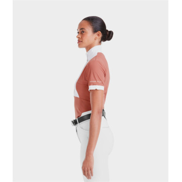 Camisa de concurso Monica Horse Pilot de manga corta para mujer Polvo de ladrillo Rosa