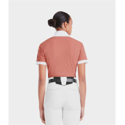 Camisa de concurso Monica Horse Pilot de manga corta para mujer Polvo de ladrillo Rosa