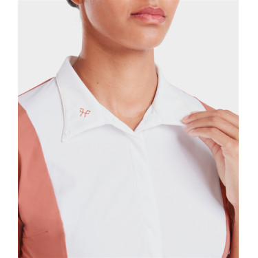 Camisa de concurso Monica Horse Pilot de manga corta para mujer Polvo de ladrillo Rosa