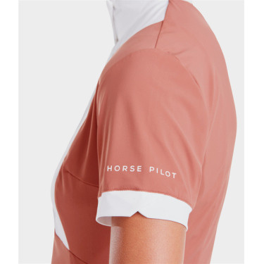 Camisa de concurso Monica Horse Pilot de manga corta para mujer Polvo de ladrillo Rosa