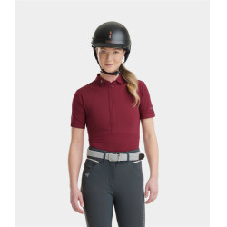 Polo Aeromesh de manga corta Horse Pilot mujer Rojo oscuro