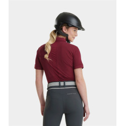 Polo Aeromesh de manga corta Horse Pilot mujer Rojo oscuro