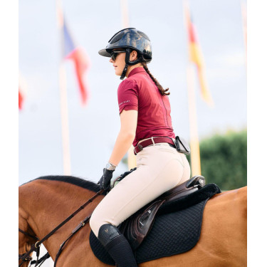 Polo Aeromesh de manga corta Horse Pilot mujer Rojo oscuro