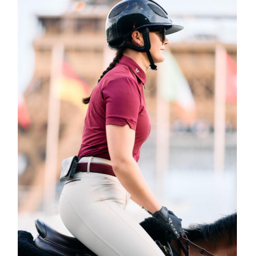 Polo Aeromesh de manga corta Horse Pilot mujer Rojo oscuro