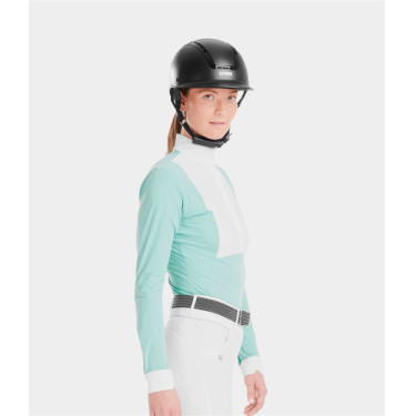 Polo de competición Monica Horse Pilot de manga larga para mujer Verde mar