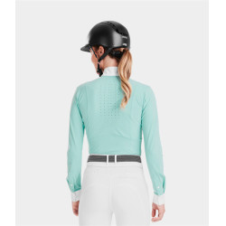 Polo de competición Monica Horse Pilot de manga larga para mujer Verde mar
