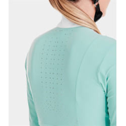 Polo de competición Monica Horse Pilot de manga larga para mujer Verde mar