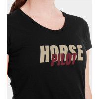 Camiseta Horse Pilot Team mujer Negro