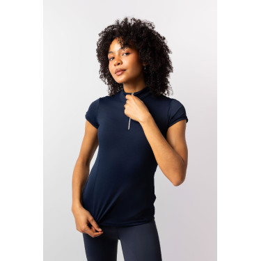 Camisa de entrenamiento Horze Mina para mujer Apertura Azul marino
