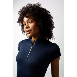 Camisa de entrenamiento Horze Mina para mujer Apertura Azul marino