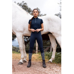 Camisa de entrenamiento Horze Mina para mujer Apertura Azul marino