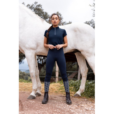 Camisa de entrenamiento Horze Mina para mujer Apertura Azul marino