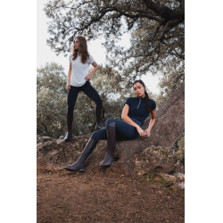 Camisa de entrenamiento Horze Mina para mujer Apertura Azul marino