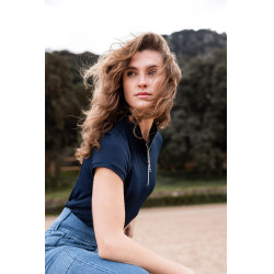 Camisa de entrenamiento Horze Mina para mujer Apertura Azul marino
