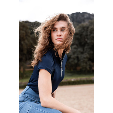 Camisa de entrenamiento Horze Mina para mujer Apertura Azul marino