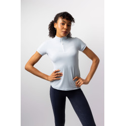 Camiseta de entrenamiento Horze Joie de manga corta para niño Gris amanecer azul