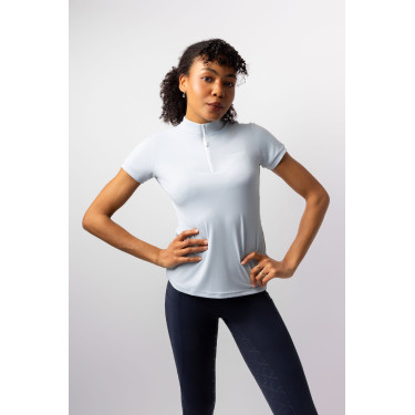 Camiseta de entrenamiento Horze Joie de manga corta para niño Gris amanecer azul