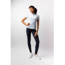 Camiseta de entrenamiento Horze Joie de manga corta para niño Gris amanecer azul