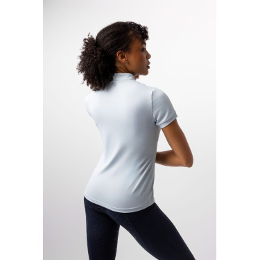 Camiseta de entrenamiento Horze Joie de manga corta para niño Gris amanecer azul