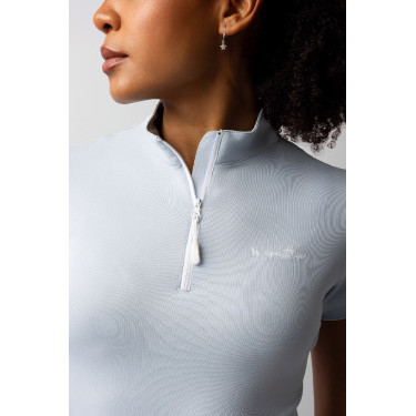 Camiseta de entrenamiento Horze Joie de manga corta para niño Gris amanecer azul