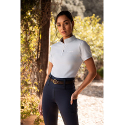 Camiseta de entrenamiento Horze Joie de manga corta para niño Gris amanecer azul