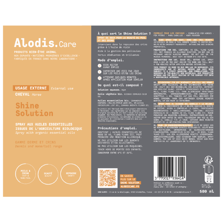 Spray desenredante Alodis Care Shine Solution Spray desenredante Alodis Care Shine Solution