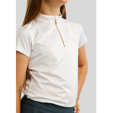 Polo de montar Everly para niño de manga corta en rosa dorado Blanco