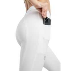 Pantalón Montar MoZida Refined con grip de cristales gun metal en las rodillas para mujer Blanco