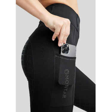 Legging híbrido pull-on Montar MoBlair con cristales Gun Metal y grip completo para mujer Legging híbrido pull-on Montar MoBlair con cristales Gun Metal y grip completo para mujer
