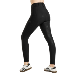 Pantalón de montar MoZuna Refined Pintucks con cristales gun metal y grip completo para mujer Negro